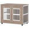 PawHut 39" Dog Crate Furniture with 2 Doors, Adjustable Non-slip Foot Mats, for Large Dogs, Walnut Brown