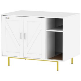 PawHut Cat Litter Box Enclosure End Side Table with Scratching Pad, Storage, for Living Room, Bedroom, 31.5" x 20" x 24"