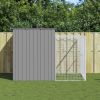 Dog House with Run Light Gray 84.3"x99.6"x71.3" Galvanized Steel