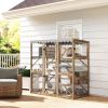 Outdoor Cat Enclosure with Window Access, 5 Platforms and 2 Resting Boxes, Waterproof Roof for Multiple Cats, Brown