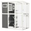 Wooden Cat Catio, 66.5"L Walk in Outdoor Cat House with PVC Weather Protection Roof, Multiple Platforms, Lockable Doors, Resting Condo