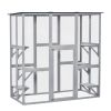 Large Outdoor Catio Enclosure, Weatherproof Cat House with Asphalt Roof, Wooden Cat Patio Cage with 6 Balanced Platforms, 71" x 39" x 71", Grey