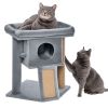 Cat Tree, Small Cat Tower with Perch, Scratching Post, Cat Condo, Toy Ball for Kitty, Indoor Use, Grey