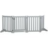 23.5"H Foldable Dog Gate with Door, 4 Panels Freestanding Pet Gate Barriers Indoor with Support Feet, Puppy Fence for Small Dogs, Grey