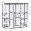 Large Outdoor Catio Enclosure, Weatherproof Cat House with Asphalt Roof, Wooden Cat Patio Cage with 6 Balanced Platforms, 71" x 39" x 71", Grey