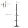 100" Floor To Ceiling Cat Tree w/ 3 Perches Activity Center for Kittens Cat Tower Furniture, Grey