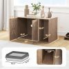 PawHut Cat Litter Box Enclosure with Scratching Board, Cat Washroom End Side Table, 31.5" x 19" x 20", Walnut Brown