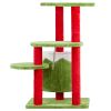 32in Christmas Themed Cat Tower with Cat Condo, 3-Level Plush Cat Tree Activity Center for Indoor Cats