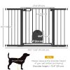 30"-52" Extra Wide Pet Gate Barrier with Small Door, 30"H Dog Gate with Safety Gate Barrier, Stair Pressure Fit, Black