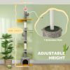 Floor to Ceiling Cat TreeTower with 90.5"-108" Adjustable Height, Scratching Posts, Hammock, Comdo, Toy Ball, Light Grey