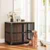 PawHut 39" Dog Crate Furniture w/ Anti-Chew Resistant Mesh, Anti-Escape Single Door, for Large Dogs, Walnut Brown