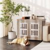 PawHut 39" Dog Crate Furniture with 2 Doors, Adjustable Non-slip Foot Mats, for Large Dogs, Walnut Brown