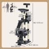 68-inch Multi-Level Cat Scratching Tree Kitty Activity Center Post Tower Condo Pet Furniture w/ Toy Charcoal Grey