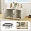 PawHut 32" Cat Litter Box Enclosure with Scratching Mat, Cat Entrance, Fit Most of Cat and Litter Box, Distressed White