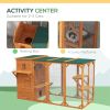 Wooden Cat Catio, 76"L Walk in Outdoor Cat House with Asphalt Roof, Platforms, Lockable Doors for 2-3 Cats, Orange