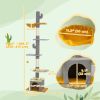 Floor to Ceiling Cat TreeTower with 90.5"-108" Adjustable Height, Scratching Posts, Hammock, Comdo, Toy Ball, Light Grey