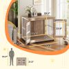 PawHut 39" Dog Crate Furniture with 2 Doors, Adjustable Non-slip Foot Mats, for Large Dogs, Walnut Brown
