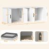 PawHut Cat Litter Box Enclosure with Double Room, Scratching Mat for 2 Cats, 57" x 19" x 20", White