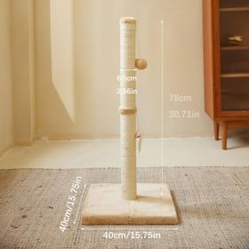 Durable Sisal Rope With Hanging Ball Toy Cat Scratching Post Indoor Space Saving Stable Base Promote Cat Claw Health And Fun Exercise (Color: White)