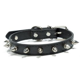 Anti-Bit Pet Necklace; Durable Dog Rivet Collar For Puppy; Pet Supplies (Color: black, size: XS)