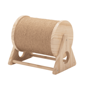 Wooden Cat Scratch Post, 360 Degree Rotating Cat Scratch Toy With Bell, Suitable For Indoor Cats And Kittens, Natural Color (Option: Natural color)